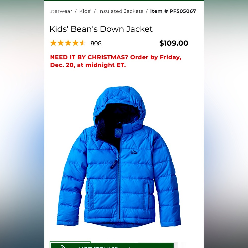 L.L. UNISEX KID’S VERY GENTLY USED SNOW JACKET SIZE 10-12